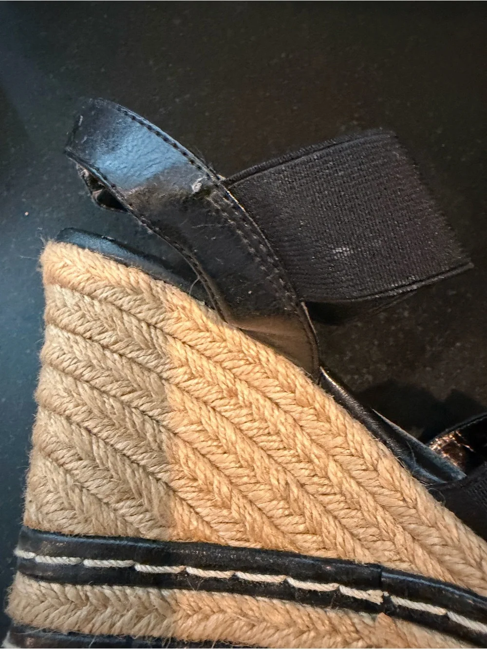 Charles by Charles David Black and tan espadrille wedges size 7